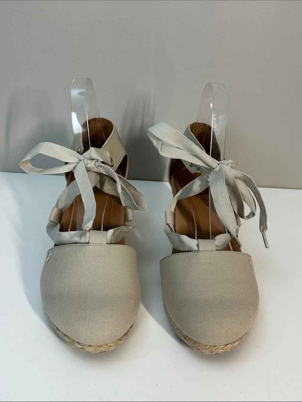 Vionic Kaitlyn Tie Front Espadrille Wedges Oat Size 9.5
